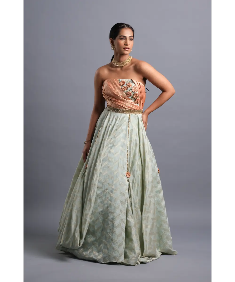 AASTHA SOOD - Pistachio Green Chanderi Gown
